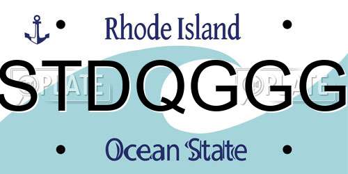 STDQGGG Rhode Island License Plate