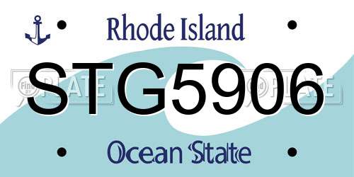STG5906 Rhode Island License Plate