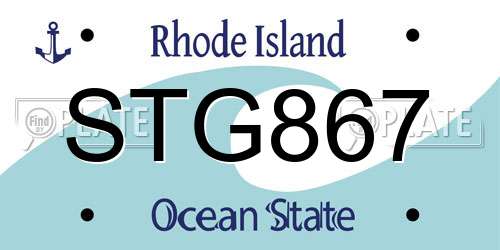 STG867 Rhode Island License Plate