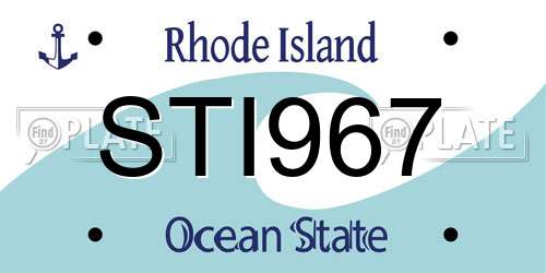 STI967 Rhode Island License Plate