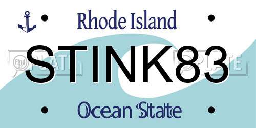 STINK83 Rhode Island License Plate