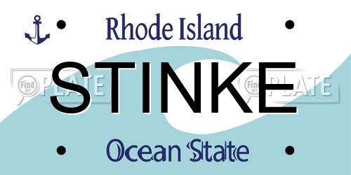 STINKE Rhode Island License Plate