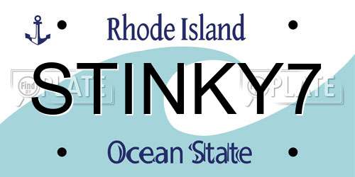 STINKY7 Rhode Island License Plate