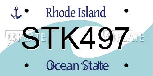 STK497 Rhode Island License Plate