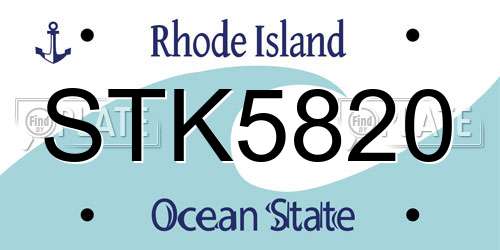 STK5820 Rhode Island License Plate