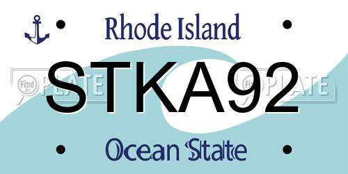 STKA92 Rhode Island License Plate