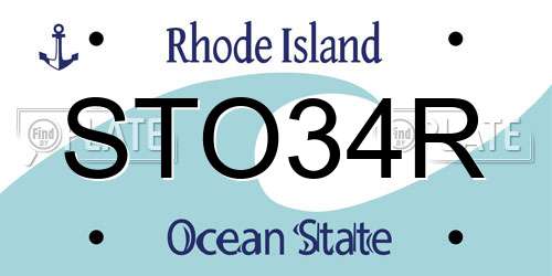 STO34R Rhode Island License Plate