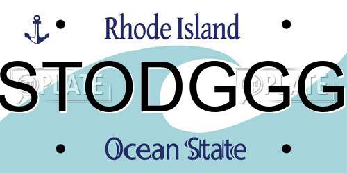 STODGGG Rhode Island License Plate