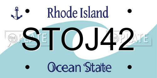 STOJ42 Rhode Island License Plate