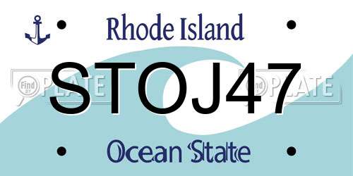 STOJ47 Rhode Island License Plate
