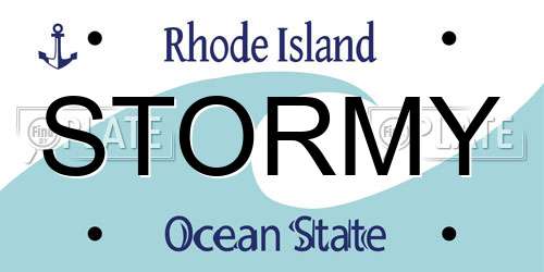 STORMY Rhode Island License Plate