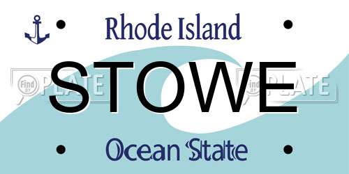 STOWE Rhode Island License Plate