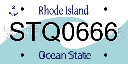 STQ0666 Rhode Island License Plate