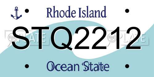 STQ2212 Rhode Island License Plate