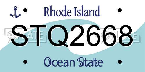 STQ2668 Rhode Island License Plate
