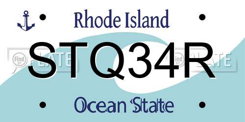 STQ34R Rhode Island License Plate