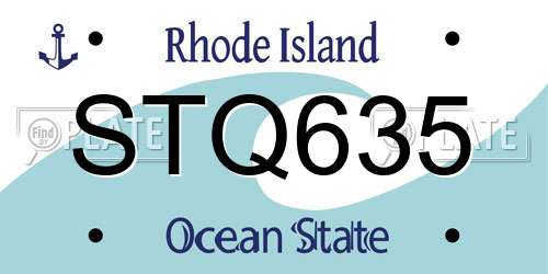 STQ635 Rhode Island License Plate