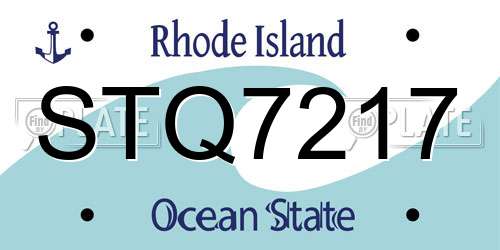 STQ7217 Rhode Island License Plate