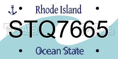 STQ7665 Rhode Island License Plate
