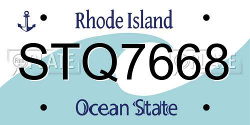 STQ7668 Rhode Island License Plate