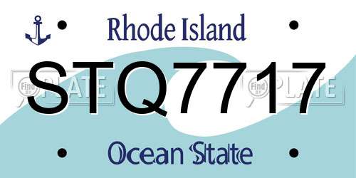 STQ7717 Rhode Island License Plate