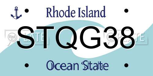 STQG38 Rhode Island License Plate