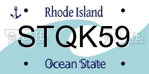 STQK59 Rhode Island License Plate