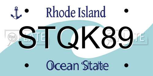 STQK89 Rhode Island License Plate