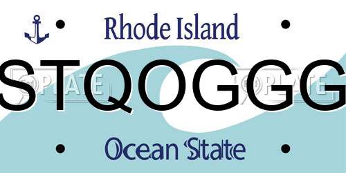 STQOGGG Rhode Island License Plate