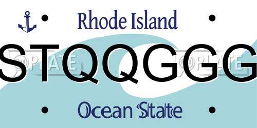 STQQGGG Rhode Island License Plate