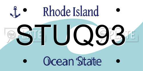 STUQ93 Rhode Island License Plate