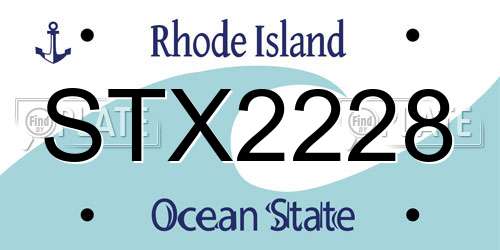 STX2228 Rhode Island License Plate