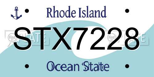 STX7228 Rhode Island License Plate