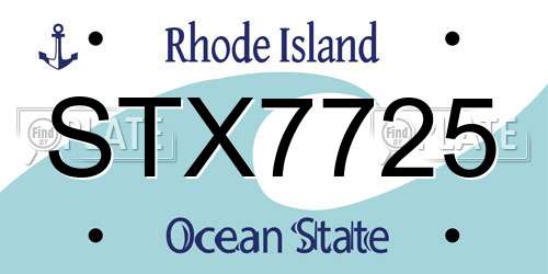 STX7725 Rhode Island License Plate