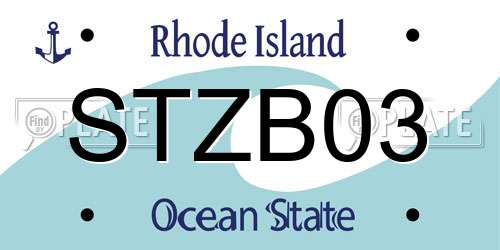 STZB03 Rhode Island License Plate
