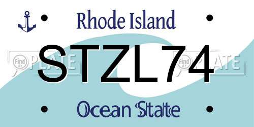 STZL74 Rhode Island License Plate