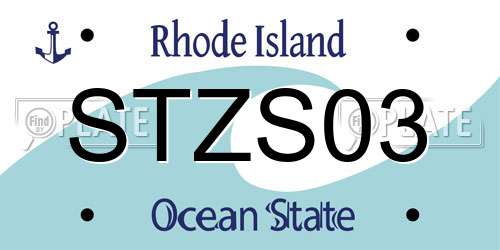 STZS03 Rhode Island License Plate
