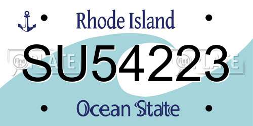 SU54223 Rhode Island License Plate
