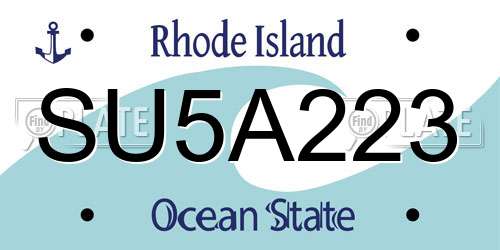 SU5A223 Rhode Island License Plate