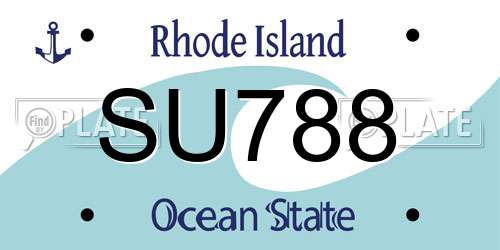 SU788 Rhode Island License Plate