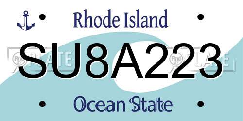 SU8A223 Rhode Island License Plate