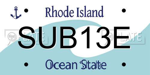 SUB13E Rhode Island License Plate