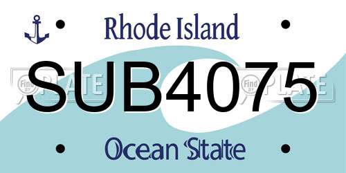SUB4075 Rhode Island License Plate