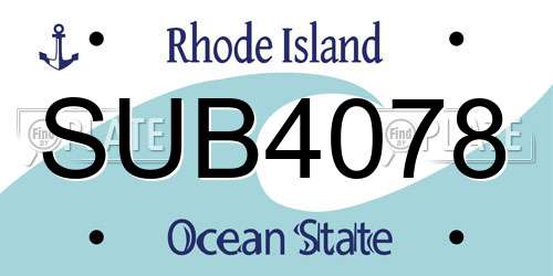 SUB4078 Rhode Island License Plate