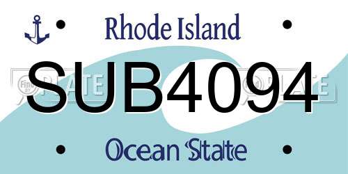 SUB4094 Rhode Island License Plate