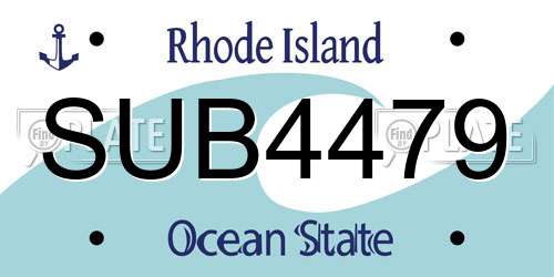 SUB4479 Rhode Island License Plate