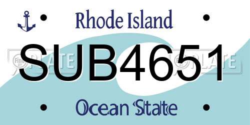SUB4651 Rhode Island License Plate