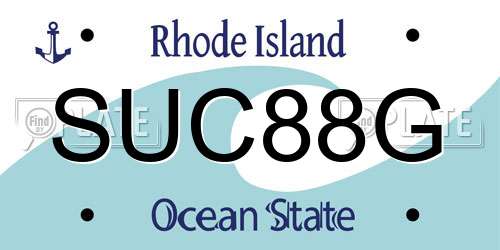 SUC88G Rhode Island License Plate