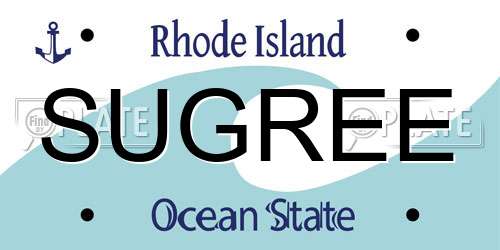 SUGREE Rhode Island License Plate