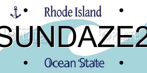 SUNDAZE2 Rhode Island License Plate